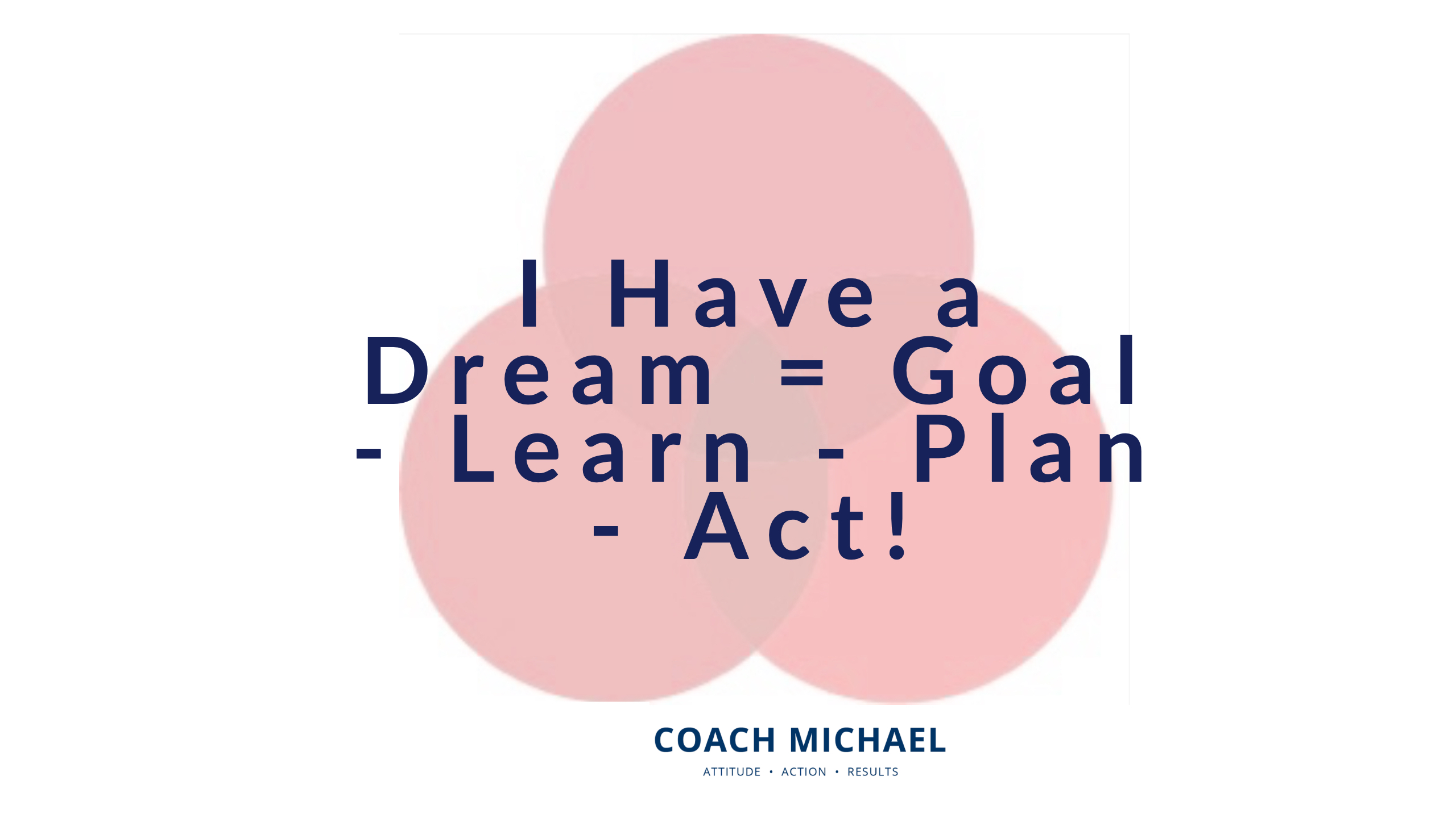 I Have a Dream = Goal Learn Plan Act! Michael Dill Action Coach